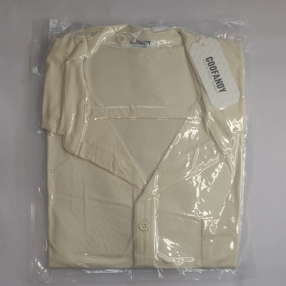 COOFANDY Men's Short Sleeve Button Up Beach Shirt NWT